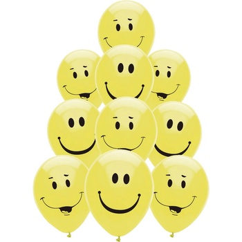 Image 1 of Globos Festival БАЛОНИ 10 БР. 12" - 30 СМ ПРИНТ ЕМОДЖИ УСМИВКА