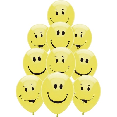 Globos Festival БАЛОНИ 10 БР. 12" - 30 СМ ПРИНТ ЕМОДЖИ УСМИВКА