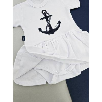 Body šaty pre bábätko NAUTICAL s krátkym rukávom Biela