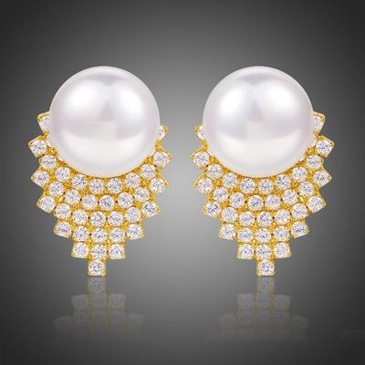 Victoria Filippi náušnice s perlou a zirkony Helena E0362 Bílá/čirá