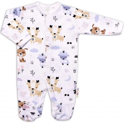 Baby Nellys Kojenecký overálek zapínání uprostřed Baby Animals krémová