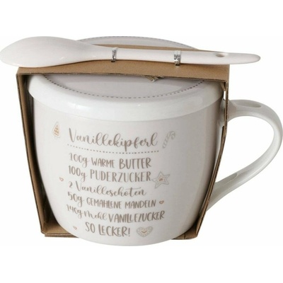 Boltze Porcelánový hrnek s víčkem a lžičkou PEKAŘSKÝ 600 ml