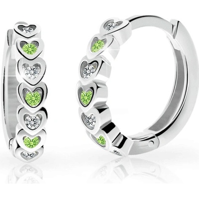 Danfil Dětské náušnice kroužky C3340 ze stříbra, s kamínky Peridot Green