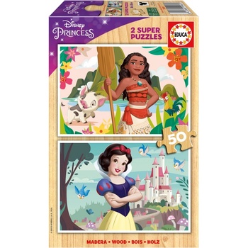 Educa Дървен пъзел Educa Disney Princess Ваяна и Снежанка 2 х 50 части (EDU19961)