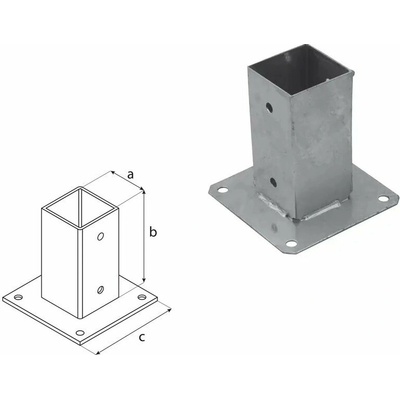 Domax zaskrutkovacia pätka stĺpika so štvorcovou základňou PSP 70 - 71 x 150 x 150 x 1.8 mm (12 ks)