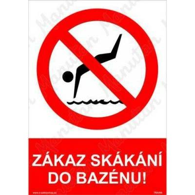 Zákaz skákání do bazénu, plast 210 x 297 x 2 mm A4