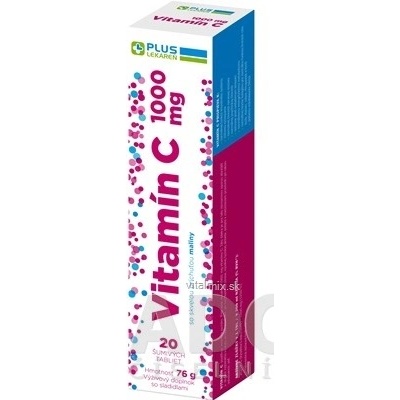 Plus Lékárna Vitamin C 1000 mg příchuť malina 20 šumivých tablet