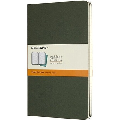 Moleskine Sešity Cahier L linkované 3 ks tm. zelené
