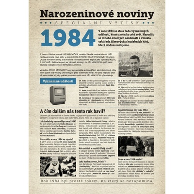 Narozeninové noviny 1984 s vlastním textem a fotografií S textem