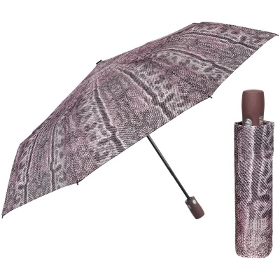 Дамски автоматичен Open-Close чадър Perletti Technology 21813, Питон/Бежов