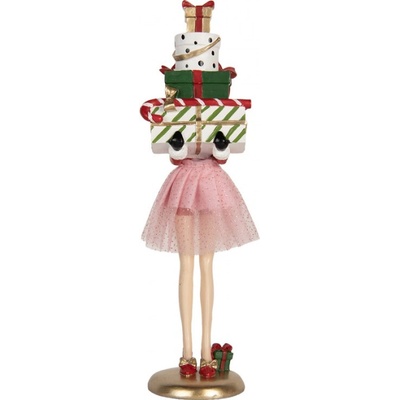 Clayre & Eef Růžová plastová dekorativní figurka žena – 10x10x36 cm