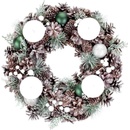 MagicHome Veniec prírodný adventný so zelenými guľami 34 cm