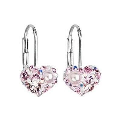 Pavona Dívčí stříbrné náušnice srdíčka s krystaly Crystals from Swarovski ROSE AB 31125.9 rose AB