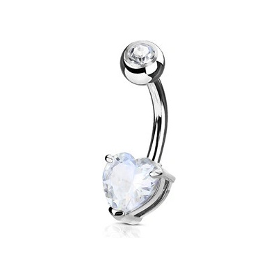 Šperky4U piercing do pupíku srdce čirá WP0050-C