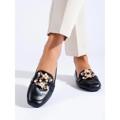 Komfortní mokasíny černé dámské bez podpatku