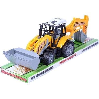 Mix hračky Traktor stavební auto 50 cm nakladač přední + zadní lžíce bagr plast