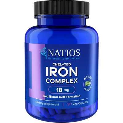 Natios Iron Chelated Complex Železo bisglycinát 18 mg 90 veganských kapslí