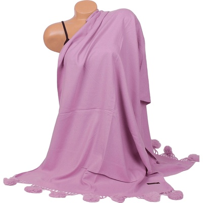 Кашмирен шал във виолетово с пухчета