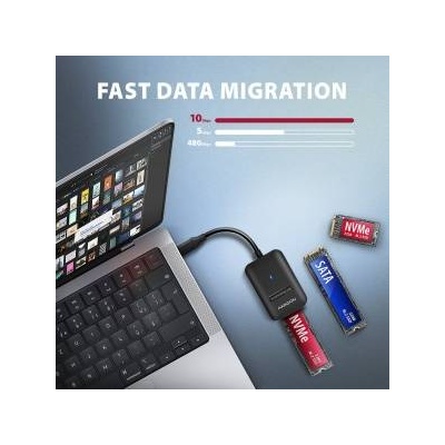 AXAGON AXAGON ADM2-CM USB-C 10Gbps USB HUB - M. 2 NVMe & SATA SSD adapter, 10cm USB-C cable