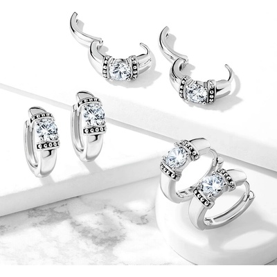Šperky Eshop - Ocelové náušnice kruhy se zirkonem patinovaný design 17 mm W50.03