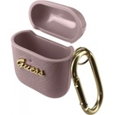 Puzdrá na slúchadlá Guess Saffiano PC/PU Metal Logo puzdro pre Airpods 1/2 GUA2SASMP