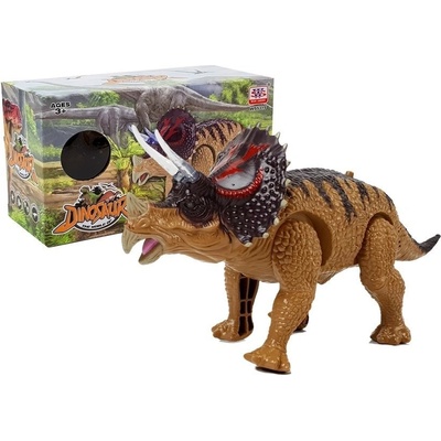 Mamido Dinosaurus Triceratops na batérie so zvukovými efektmi hnedý