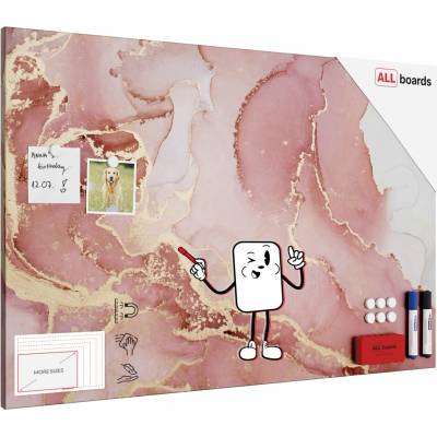 ALLboards Magnetická tabuľa METALboards, RŮŽOVÝ MRAMOR 90 x 60 cm MB96_00119
