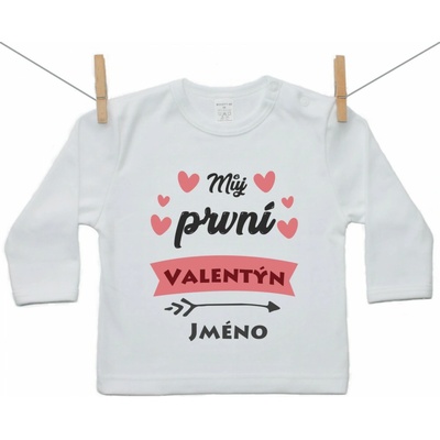 Boodyy Tričko s dlouhým rukávem Můj první Valentýn se srdíčkem