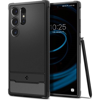 Spigen Rugged Armor Case - тънък качествен силиконов (TPU) калъф за Samsung Galaxy S24 Ultra (черен)