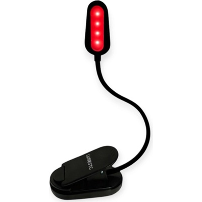 LED Lampička na čítanie bez modrej zložky s clip-onom Farba lampičky: Čierna, Farba svetla: Červená (1100K)