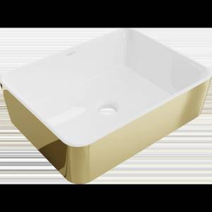 Mexen Catia мивка над плот 48 x 37 см, бяла/златна - 21314806 (21314806)