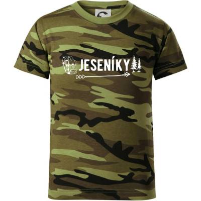 Jeseníky nápisDětské maskáčové triko Zelený maskáč