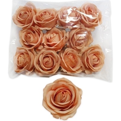 Růže hlava polyester 12ks/7cm korálová