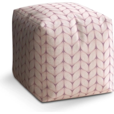 Sablio Taburet Cube Bledě růžové pletení - 50x50x50 cm