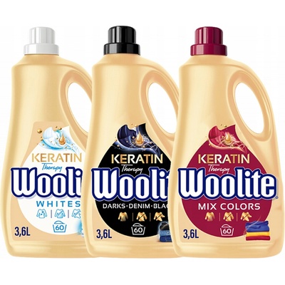 Woolite Prací prostředek na barevné + bílé + černé prádlo 3 x 3,6 l