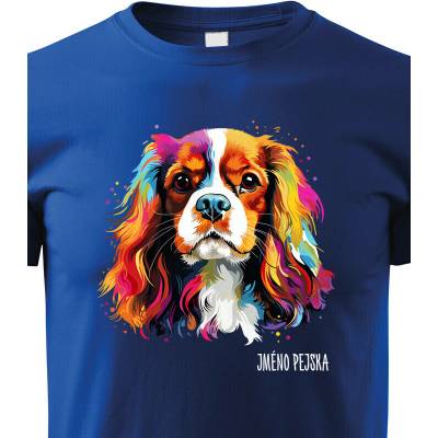 Dětské tričko Kavalír King Charles španěl Modrá Canvas tričko 2441