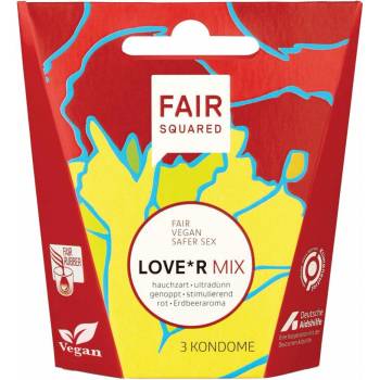 Fair Squared Mix kondomů - ultra tenké, nopované a s jahodovou vůní LOVE*R MIX 3ks