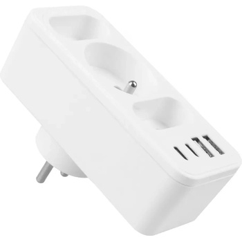 Maclean Токов контакт x3 + 4xUSB Maclean, разклонител с 3 гнезда, 2xUSB A, 2xUSB C PD 20W, 1x16A + 2x6A, MCE248 F/W (MCE248 F/W)
