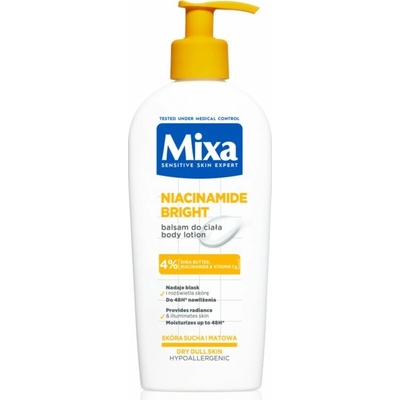 Mixa Niacinamide Bright Balsam Do Ciała rozjasňujúce a hydratačné mlieko s niacínamidom 250 ml