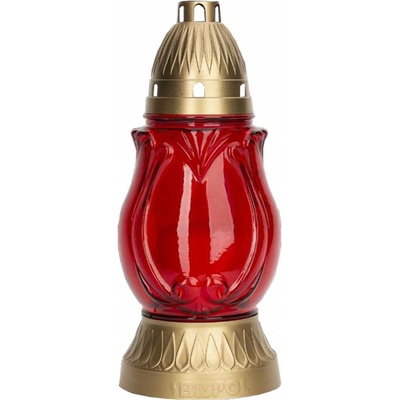Lampa hřbitovní KORINT skleněná 115g d11x26cm červená