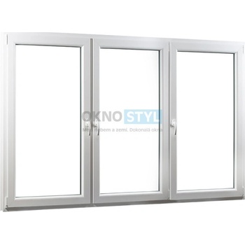 Oknostyl Trojkřídlé plastové okno se sloupkem PREMIUM - - 2060 x 1540 mm, barva Bílá