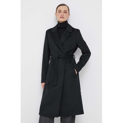 Calvin Klein Вълнено палто Calvin Klein в черно преходен модел с двуредно закопчаване (K20K205937)