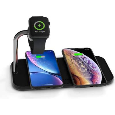 Aluminium Dual Apple Watch 10W Wireless Charger ZEDC05B/00 - двойна станция за безжично зареждане на Qi съвместими устройства (черен)