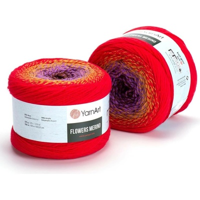 Yarn Art příze Flowers Merino 541 hnědá, fialová, terakota, červená