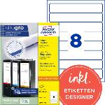 Avery-Zweckform L6060-100 folder spine labels (800 spine labels with ultragrip, 34x192mm on A4, narrow/short, self-adhesive, completely opaque, printable folder labels) 100 sheets, white (L6060-100)
