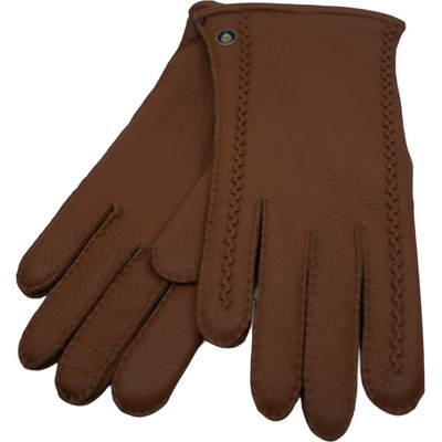 Carlsbad Hat pánské hnědé ručně šité kožené rukavice z jelení kůže kašmírová podšívka rukavice