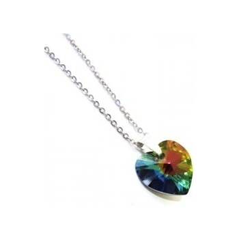 For You Náhrdelník Swarovski elements srdce zelené 14533