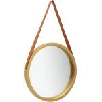 vidaXL Стенно огледало с каишка, 50 см, златисто (320365)