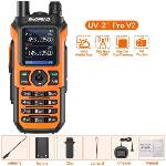 Baofeng Водоустойчива трибандова радиостанция Baofeng UV-21 PRO, до 10км обхват, 1, 77" LCD екран, 8W, 999 канала, USB-C зареждане, FM радио, Оранжева (UV-21 PRO orange) Радиостанции