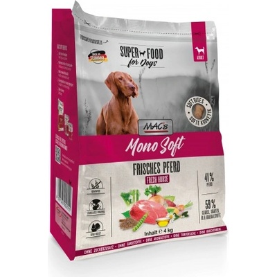 MAC's Mac’s Mono Soft FRESH Dog Adult GRAIN FREE - висококачествена ПОЛУ-ВЛАЖНА храна за пораснали кучета от средни и едри породи само един източник на животински протеин - КОНСКО МЕСО, 4 кг - Германия - 90251